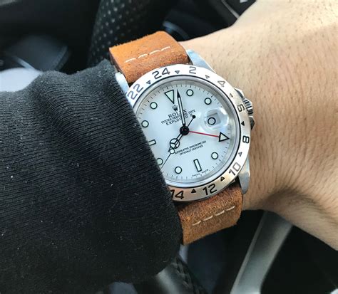 rolex explorer ii on a leather band|rolex explorer ii rubber strap.